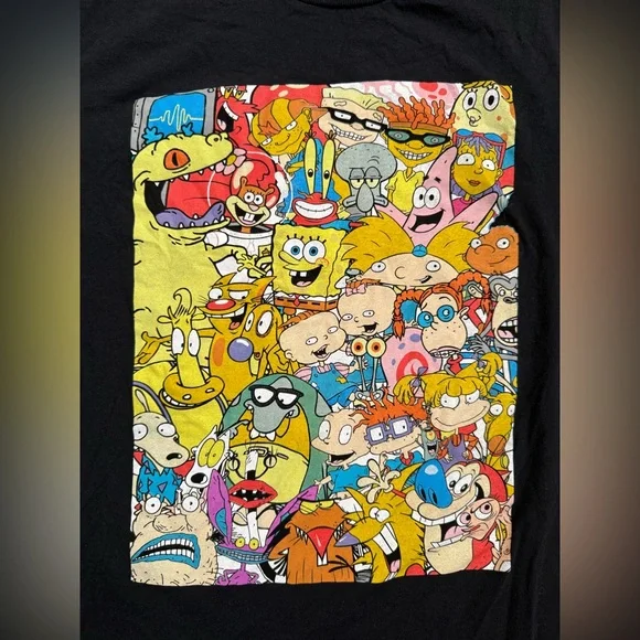 Nickelodeon Men’s Retro Cartoon Graphic Black Tee Rocket Power Rugrats - Large - Picture 3 of 7